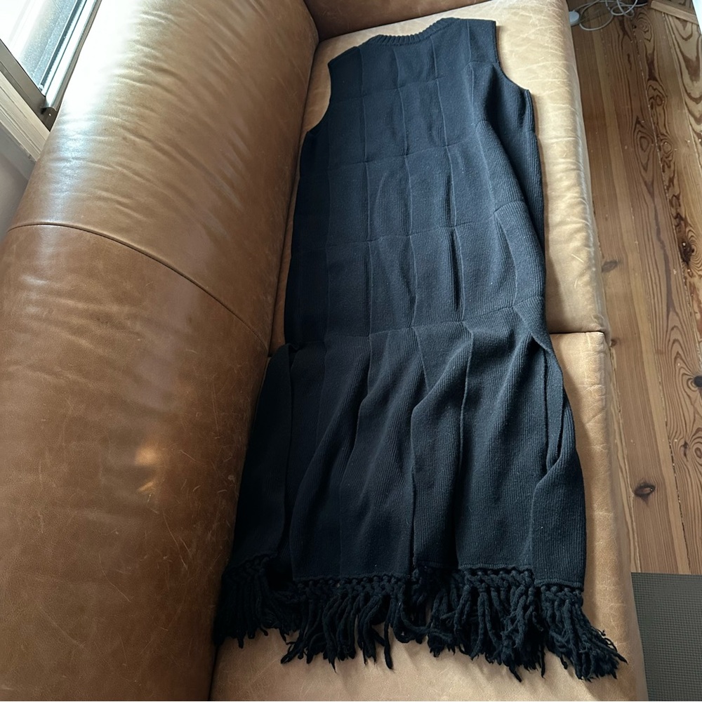 COS Fringed Panelled Wool Midi Dress black tassel knit  designer minimal sweater - Picture 10 of 15